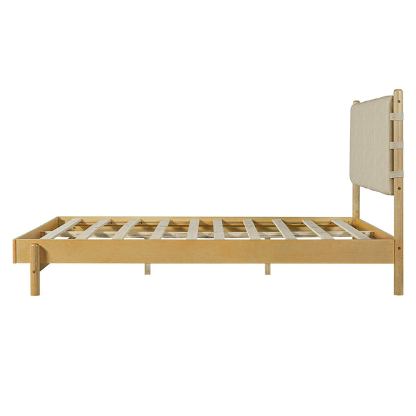 English Elm Christopher Knight Home® - Premium Rubber Wood Platform Bed Frame - Stylish Queen Bed With Beige Headboard, Mid-Century Design N770P288638A_N770P288639A