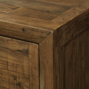 English Elm Wallace & Bay - Brown Rustic 5-Drawer Chest in Caramel Wood Finish — Space-Saving, Low-Maintenance Storage for Bedroom B361P384478