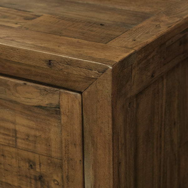 English Elm Wallace & Bay - Brown Rustic 5-Drawer Chest in Caramel Wood Finish — Space-Saving, Low-Maintenance Storage for Bedroom B361P384478