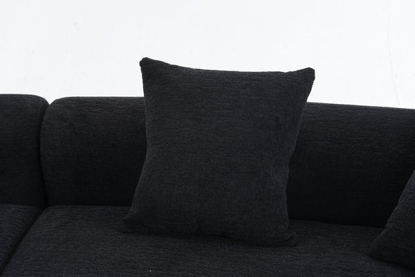 English Elm Compression Compression Sponge Sofa Curved Modular Sectional with 30D High-Density Chenille Sleeper for Cozy Apartment Living Room Comfort and Safe Rounded Design Black W2231S00041