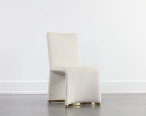 Sunpan Iluka Dining Chair Set of 2 - Elegant Curved Design with Chic Gold Stainless Steel Accents Danny Ivory