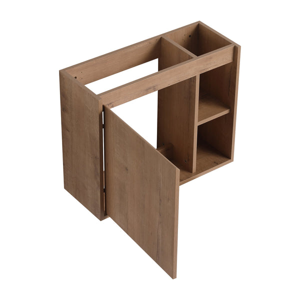 English Elm 24'' 24" Wall-Mounted Bathroom Vanity with Glossy White Ceramic Sink, Soft-Close Door & Scratch-Resistant Finish W999P310766