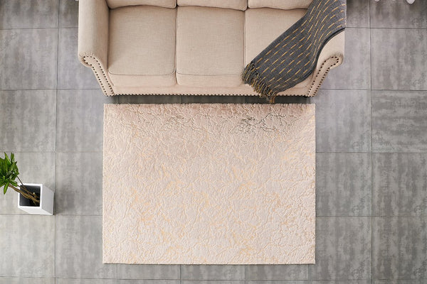 English Elm Luxury Beige Abstract Gold-Gilded Chinchilla Faux Fur Area Rug – Plush, Machine Washable & Non-Slip B030P233667