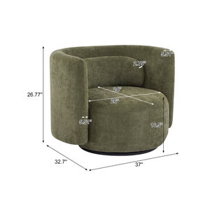 English Elm Christopher Knight Home® - Swivel Contemporary Accent Armchair with Lumbar Pillow, 360° Rotation, Metal Base Durability Green 37.75 L x 33.75 W x 26.5 H N776P368491G