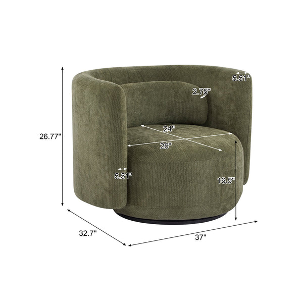 English Elm Christopher Knight Home® - Swivel Contemporary Accent Armchair with Lumbar Pillow, 360° Rotation, Metal Base Durability Green 37.75 L x 33.75 W x 26.5 H N776P368491G