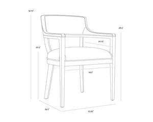 Sunpan BRYLEA Dining Armchair - Mid-Century Modern, Ash Grey Frame & Linoso Ivory Upholstery Comfort 110520