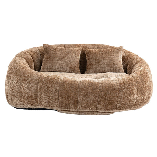 English Elm Bean Bean Bag Sofa High-Density Memory Foam Two-Seater Lounger High Back Chenille Cozy Support Coffee W395P181441