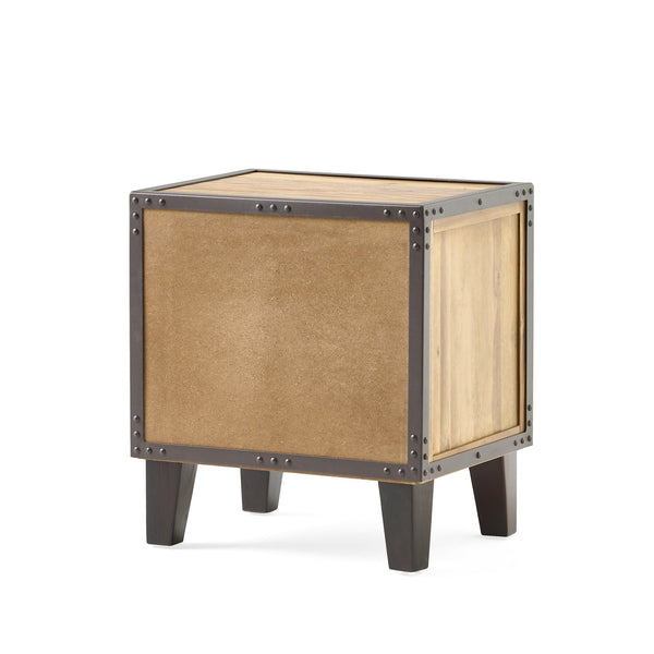 English Elm Christopher Knight Home® - BRIGHTON Acacia Wood Nightstand with Drawer & Open Shelf, Industrial Iron Frame, Natural Finish - Compact 20"x15" Accent Table for Bedroom Storage and Style 54716.00