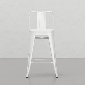 English Elm Keeley 24" Metal Counter Height Stools Set of 2 in Distressed White — Curved Back, Footrest, Durable Finish B2732P253605