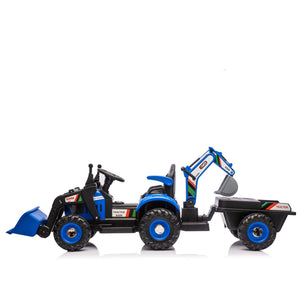 English Elm 24v Kids Electric Tractor with Swappable Construction Attachments and Parent Remote W1578P230011