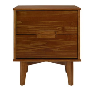 English Elm Walker Edison - Mid-Century Modern 2-Drawer Solid Wood Nighstand With Cutout Handles - Walnut