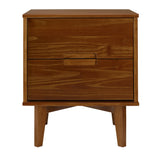 Walker Edison Mid-Century 2-Drawer Nightstand in Walnut Finish - Solid Wood