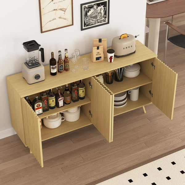 English Elm Sideboard Walnut Credenza with Hexagonal Doors and Adjustable Shelves for Dining Areas W409P327407
