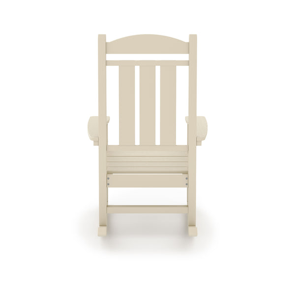 English Elm Beige Hdpe Poly Lumber Porch Rocking Chair with High Back for Outdoor Patio Use Beige B195P198775