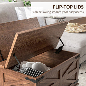 English Elm HOMCOM Farmhouse Coffee Table with Flip Lift Top and Hidden Storage, Square Center Table, Rustic Charm Brown W2225P217458