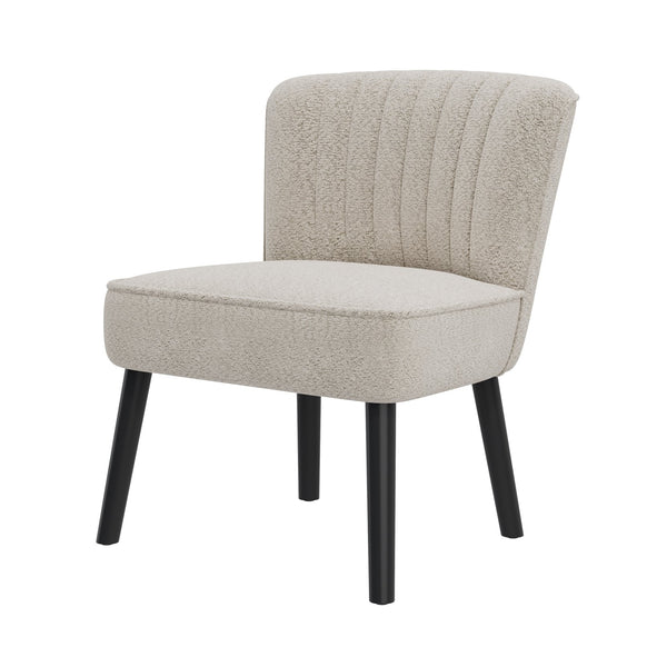 English Elm Shellback Boucle Accent Chair with Channel Tufted Back for Living Room or Bedroom B127P286650