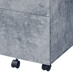 English Elm Jurgen 3-Drawer Faux Concrete File Cabinet with Silver Metal Frame, Casters & Finished Interiors B2726P278617