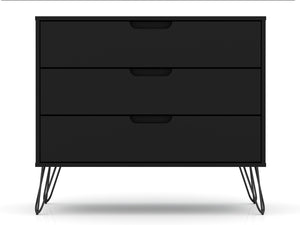 English Elm Rockefeller 35" Dresser with 3 Smooth-Glide Drawers, Metal Splayed Legs, TV-Ready Storage, Anti-Tip Black B365P398133
