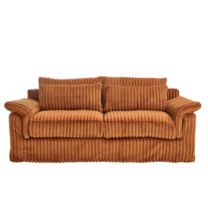English Elm 74" Corduroy Loveseat Plush 2-seater Sofa with Pillow Arms for Compact Living Spaces Orange W1669P368992