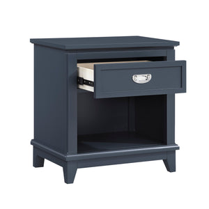 English Elm Navy Blue Nightstand with Drawer & Open Shelf, Dovetail Construction, Nickel Ring Pulls, No Assembly Required B011P365520