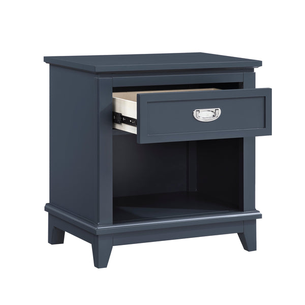 English Elm Navy Blue Nightstand with Drawer & Open Shelf, Dovetail Construction, Nickel Ring Pulls, No Assembly Required B011P365520