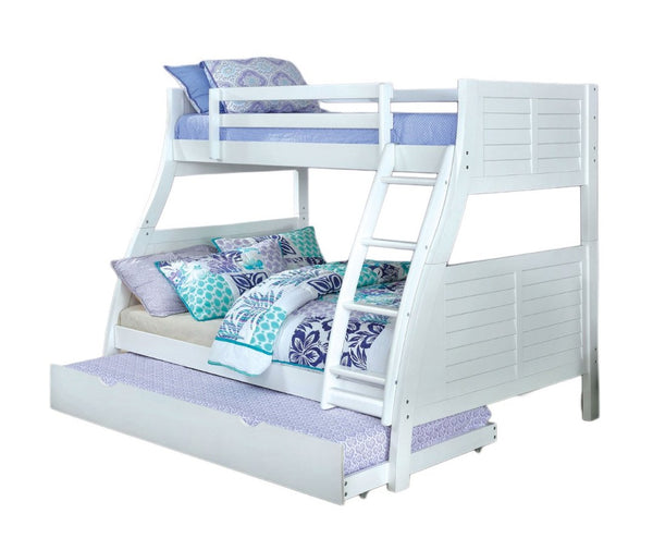 English Elm Twin Over Full Transitional Bunk Bed With Trundle, Reversible Ladder, And Safety Guardrails In White B2741S00330-GIGA