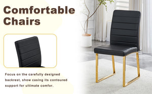 English Elm 6-pack Pu Leather Dining Chairs with Iron Frame and Thick Foam Cushion for Home or Office W2920S00103