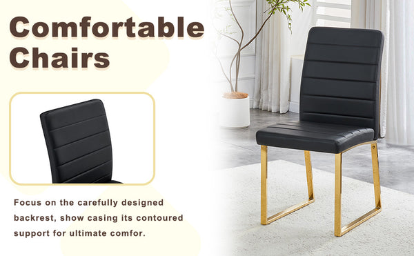 English Elm 6-pack Pu Leather Dining Chairs with Iron Frame and Thick Foam Cushion for Home or Office W2920S00102