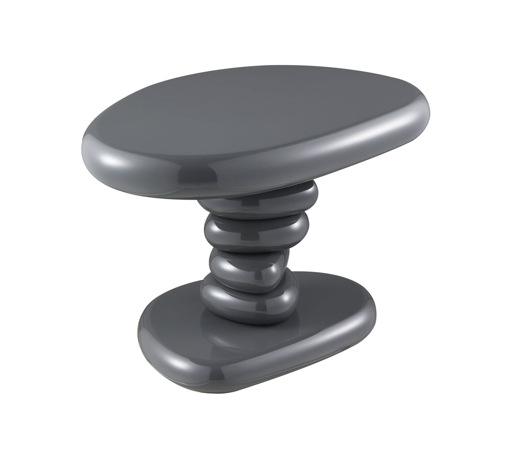 English Elm Charlene Gray High Gloss End Table with 60mm MDF Top & Metal Base, Contemporary 40lb Capacity B2726P404307