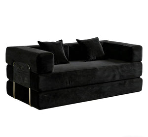 English Elm Sofa Convertible Corduroy Sleeper Couch with Foam Cushions for Apartments and Guest Rooms W3955P412291