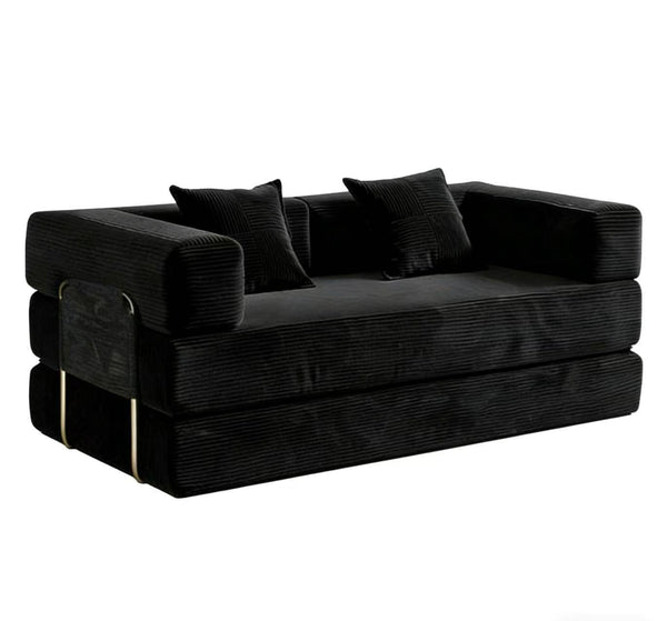English Elm Sofa Convertible Corduroy Sleeper Couch with Foam Cushions for Apartments and Guest Rooms W3955P412291