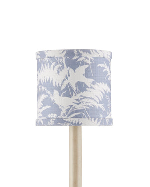 Currey & Company Aviary Drum Chandelier Shade Featuring Birds And Ferns On Citron Green For Stunning Home Decor Blue Cotton 0900-0056-currey-company