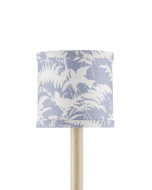 Currey & Company Aviary Drum Chandelier Shade Featuring Birds And Ferns On Citron Green For Stunning Home Decor Blue Cotton 0900-0056-currey-company