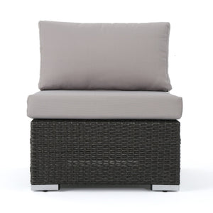 English Elm Christopher Knight Home® - SANTA Rosa Armless Outdoor Chair with Aluminum Frame, Water-Resistant Cushion, Wicker Design, 33"D x 25"W Grey+Silver 57466.00ALUGRY