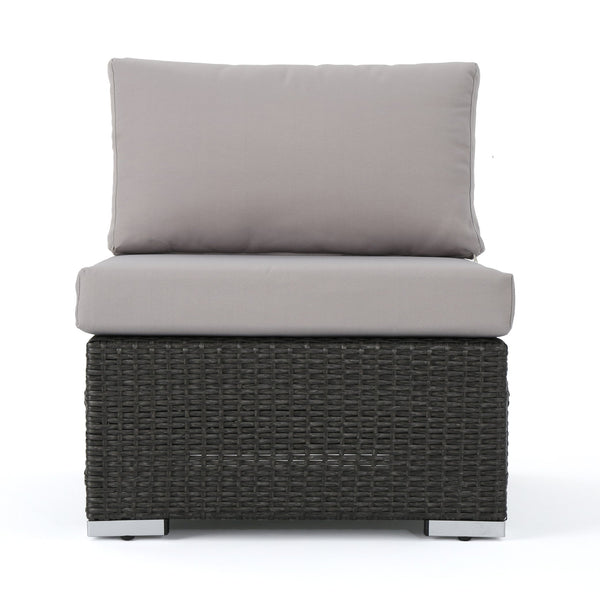 English Elm Christopher Knight Home® - SANTA Rosa Armless Outdoor Chair with Aluminum Frame, Water-Resistant Cushion, Wicker Design, 33"D x 25"W Grey+Silver 57466.00ALUGRY