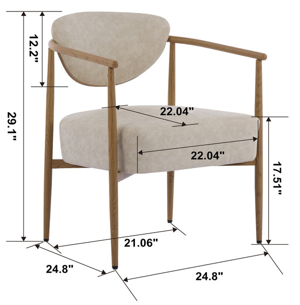 English Elm Beige Woven Fabric Dining Chair Set of Two with Wood Grain Iron Frame for Any Room W3149S00006