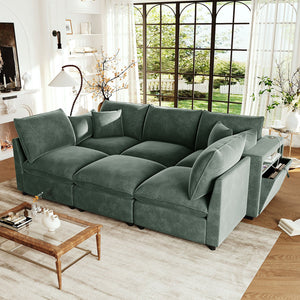 English Elm Swivel Barrel Accent Chair Chenille Tufted Round Club Seat for Living Room Lounge Green N719S002300F