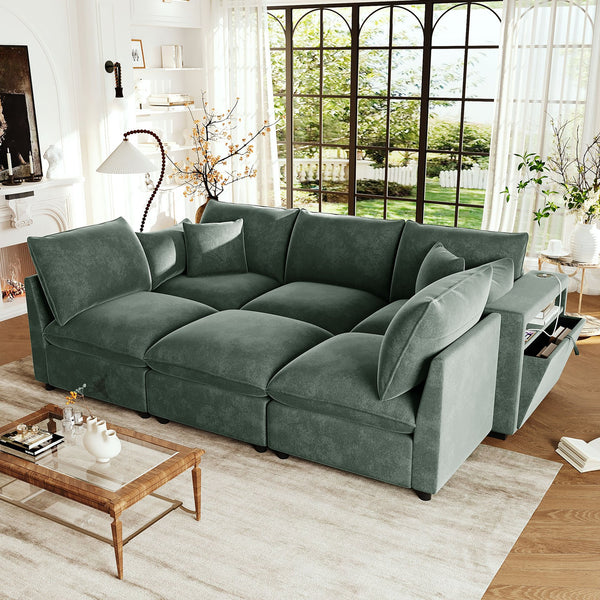 English Elm Swivel Barrel Accent Chair Chenille Tufted Round Club Seat for Living Room Lounge Green N719S002300F
