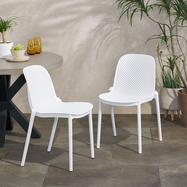 English Elm Christopher Knight Home® - IVY Outdoor Dining Chair with Weather-Resistant Polypropylene, Perforated Modern Design & Durable Frame White 33.5 L x 23.5 W x 20.3 H 68520.00WHI
