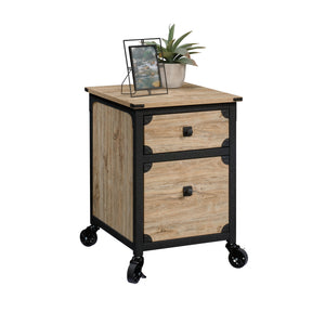 English Elm File Pedestal Rolling Cabinet Dark Oak Finish Metal Frame Home Office Storage B356P354489