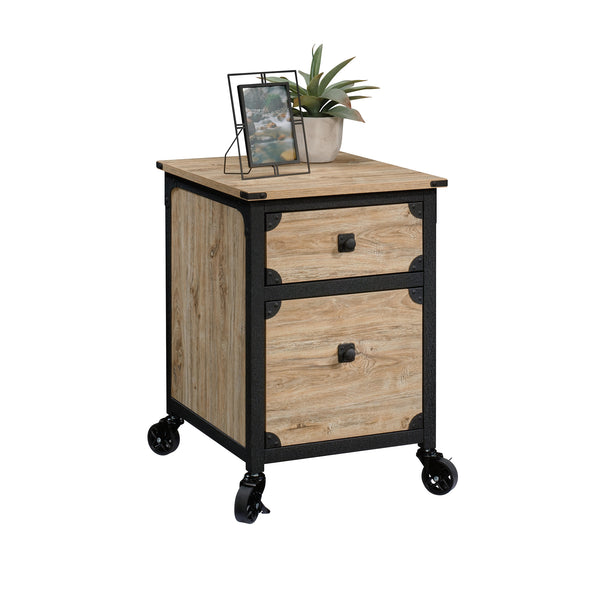 English Elm File Pedestal Rolling Cabinet Dark Oak Finish Metal Frame Home Office Storage B356P354489