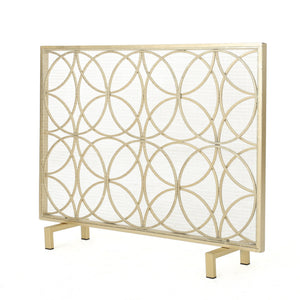 English Elm Fire Screen Handcrafted Iron Geometric Mesh Spark Guard for Modern Living Rooms 61125.00GLD