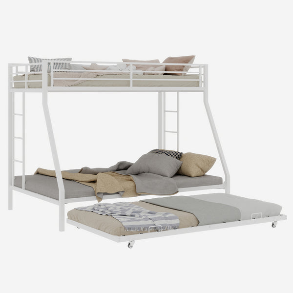 English Elm High Stability Square Tube Bunk Bed With Trundle & Ladder - Stylish Space-Saving Design For Homes W1935P360872