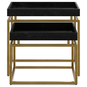 English Elm Macy Black & Gold 2-Pc Nesting Tables — Solid Mango Wood Tops, Metal Frame, Modern End Tables B136P203440