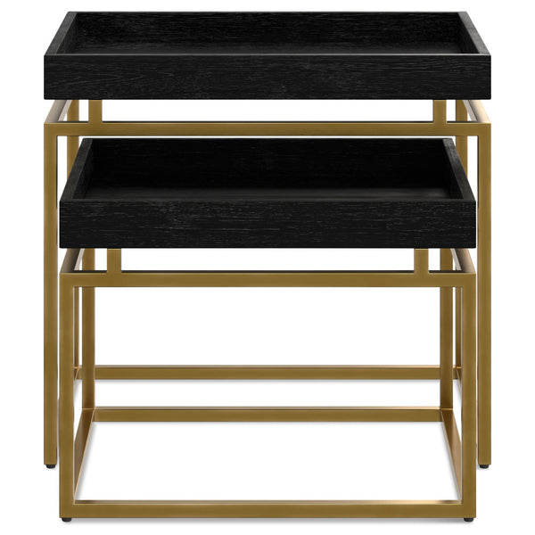 English Elm Macy Black & Gold 2-Pc Nesting Tables — Solid Mango Wood Tops, Metal Frame, Modern End Tables B136P203440