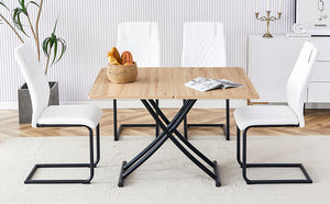 English Elm Modern Lift Top Multifunctional Table Mfc Surface Black Metal Legs Small Space Desk W1151P149702
