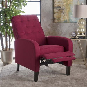 English Elm Christopher Knight Home® - Pushback Red Tufted Recliner Chair with Birch Wood Legs, Ergonomic 43" Back, Compact 30" Width Comfort 61192.00