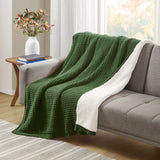 Madison Park Rowan Casual Waffle Knit Chenille Throw MP50-8273 Green