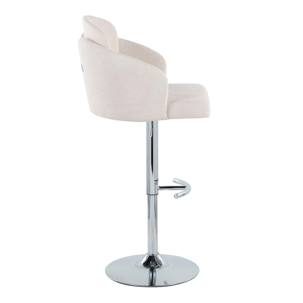 English Elm Fixed-height Swivel Counter Stools with Faux Leather Seats and Chrome Footrest Set of 2 Cream B202S02174