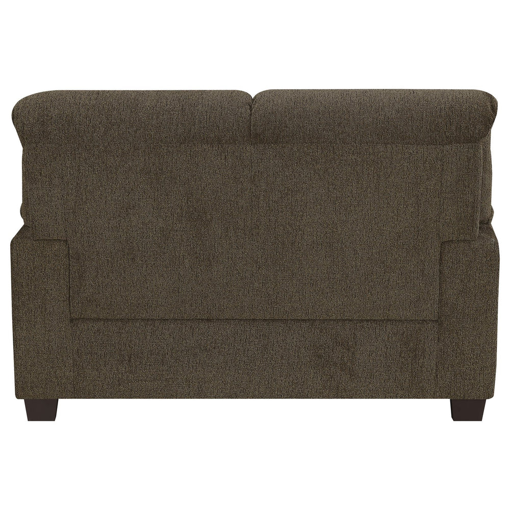 English Elm Armando Brown Upholstered Loveseat with Padded Arms, Pocket Coil Support, Plush Comfort, Durable Fabric Finish B062P331079